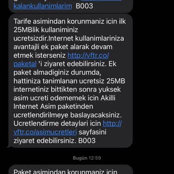 Vodafone Paket Bitmeden Ücretli Ek Paket Yüklemesi Yapılıyor