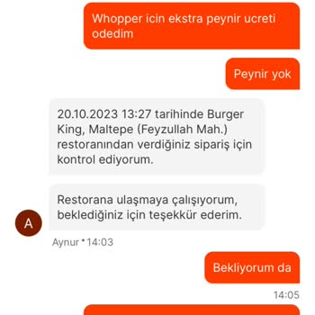 Migros Yemek (Burger King) Gelen Hatalı Sipariş Ve Müşteri Deneyimi