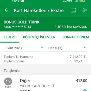 Garanti Bonus Gold Yıllık Kart Ücreti
