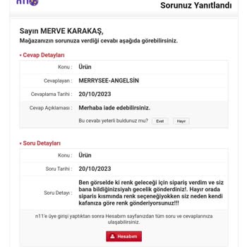 N11 Merry See Yanlış Gönderilen Ve Umursanmaz Cevaplar!