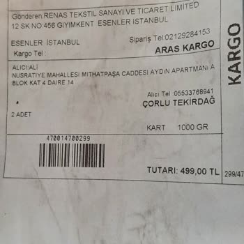 Aras Kargo Yanlış Mağaza Yanlış Ürün