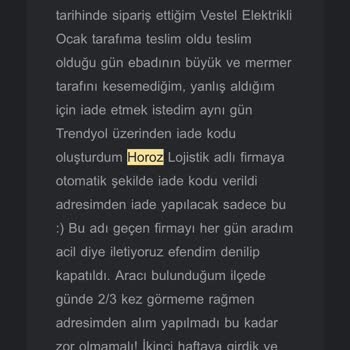 Horoz Lojistik Kargo Yok, İlgilenen Yok