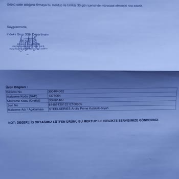 SteelSeries Despec Bilgisayar Arctis Prime Değişim Veya Onarım Yapmıyor.