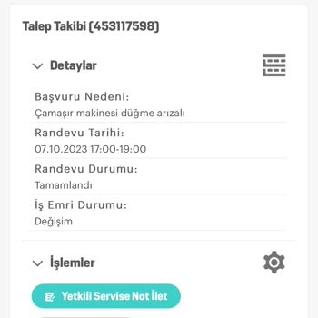 Arçelik Çamaşır Makinesi Değişim Talebi Hk