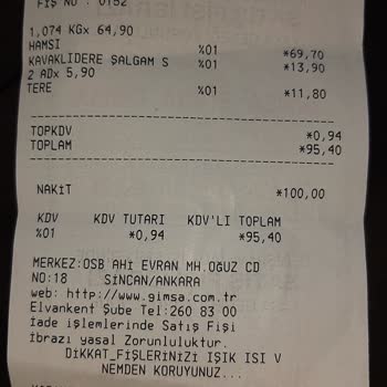 Gimsa Para Üstü Vermeyen Market