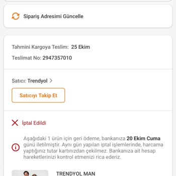 Trendyol Aynı Saat İptal Edilen Ürünümün Ücretini İade Etmiyor