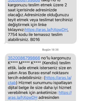 Aras Kargo Ürünü Teslim Etmediği Halde Teslim Edildi Olarak Gözüküyor