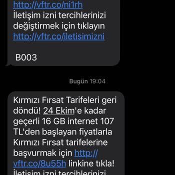 Vodafone İstenmeyen SMS Gönderiyor