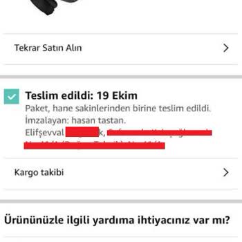 Amazon Kargom Bilgim Dışı Başkasına, Teslim Edildi Bana Ulaşmadı.