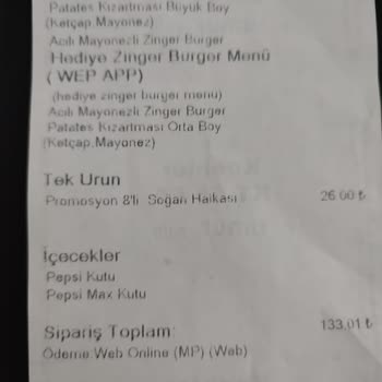 KFC Siparişim Eksik Geldi