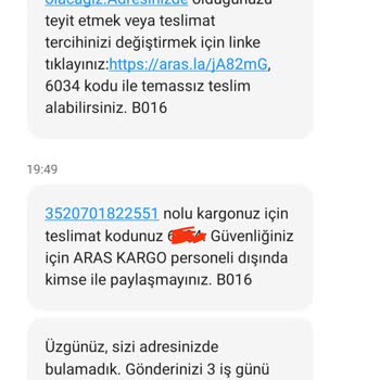 Aras Kargo Evde Olmama Rağmen Evde Yoksun Deyip Kargomu Vermedi