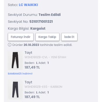 LCW Yanlış Ürün Gönderdi