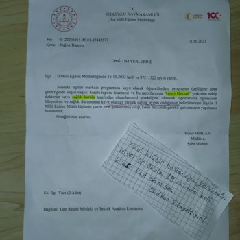 Selçuklu Kaymakamlığı İlçe Milli Eğitim Müdürlüğü Sağlık Raporu