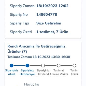 Carrefour SA Mobil Uygulamasıyla Oluşturduğum Siparişi Hala Alamadım
