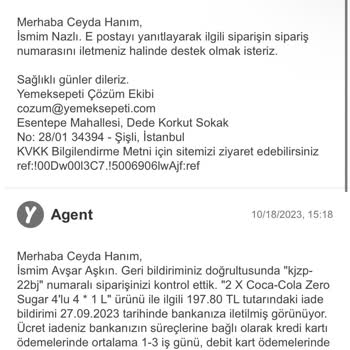 Yemeksepeti Market Gönderilmeyen Ürün Ücretini Hesabımdan Kesilmiştir.