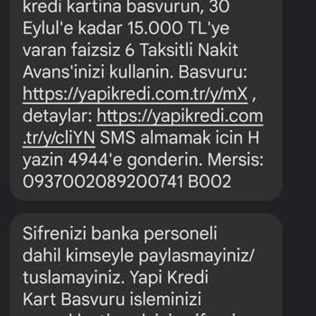 Yapı Kredi Bankası Kampanya Yapıp Nakit Avans Vermemesi!