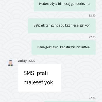 Betpark SMS İstemiyorum. Bıktırdılar