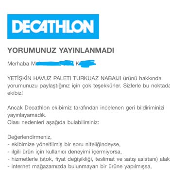 Decathlon Not Publish Negative Comment