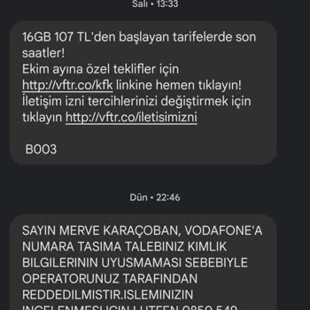 Vodafone Net Vodafone Hat Taşıma Talebim Sürekli Reddediliyor