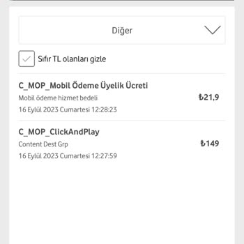 Vodafone Faturama Haksız Bedel Yüklenmesi