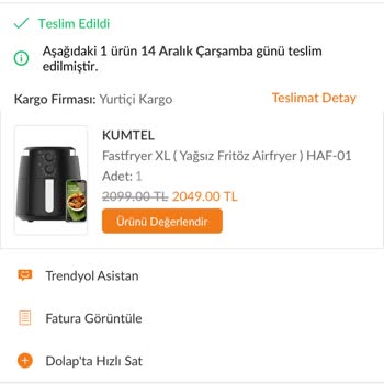 Kumtel Marka Airfryer 1 Yol Olmadan Bozuldu