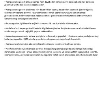 Vodafone Eksik Ve Tanımlanmayan Promosyonlar