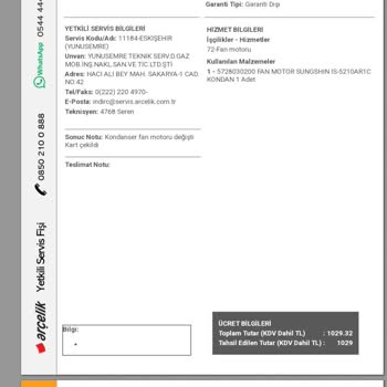Arçelik Yetkili Servis Belirsizliği Ve Aşırı Yüksek Fiyat