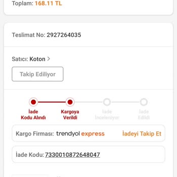 Trendyol Express Kargo İadesini Yapmıyor