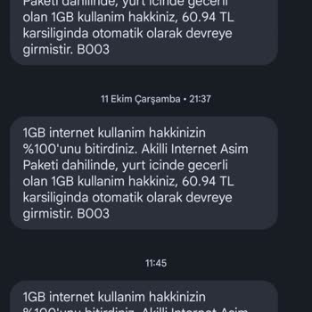 Vodafone Net İnternetim Olmasına Rağmen Vodafone Akıllı Aşım Paketi Yapıyor.