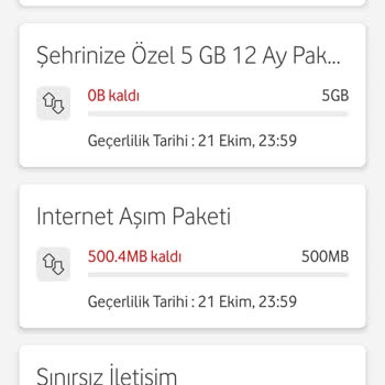 Vodafone Talebim Olmadan Kanuna Aykırı Şekilde Aşım Paketi Tanımlama Yapılması!