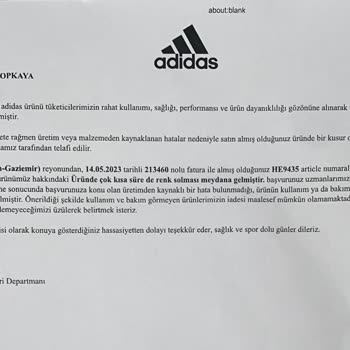 adidas Solmuş Ürünü Değiştirmediler