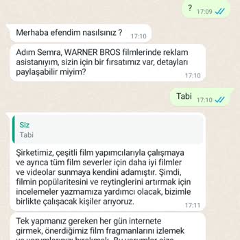 WarnerBros.com WhatsApp Üzerinden Gelen Para Kazanma İddiası