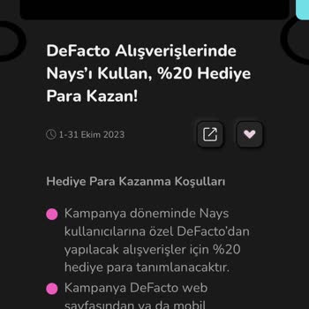 Nays DeFacto %20 Nakit İade Sorunu