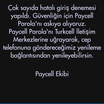 Paycell Şifre Askıya Alındı