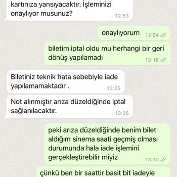 Biletinial.com Biletin İptal Edilememesi