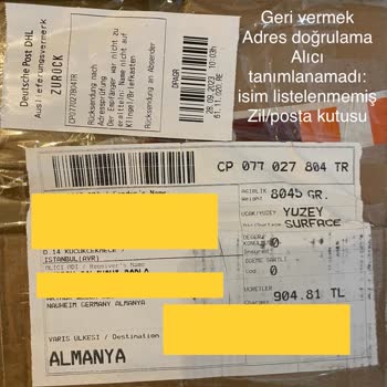 PTT Kargo 2 Kez Almanya'dan Paketim Geri Döndü