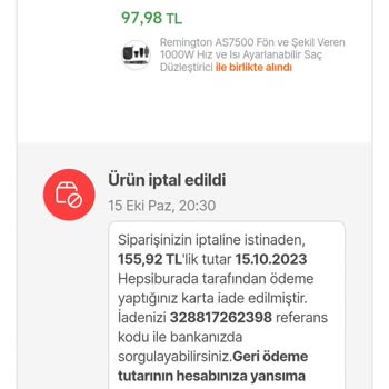 Hepsiburada Sipariş İptali Sonrası Paramın İadesi Yapılmadı