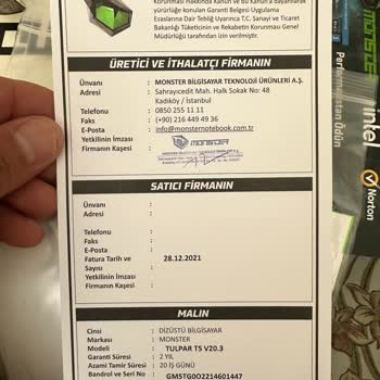 Monster Laptop Arızalı Ve Yapılmıyor Garantili Olmasına Rağmen