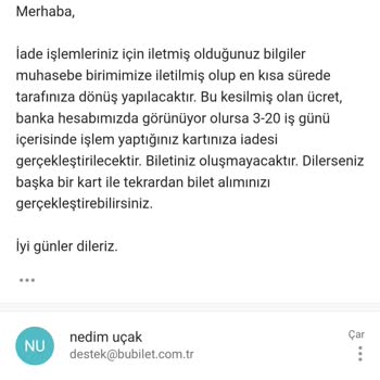 Bubilet Etkinlik Bittikten Sonra Bilet Oluşturup Para İadesi Yapmaması