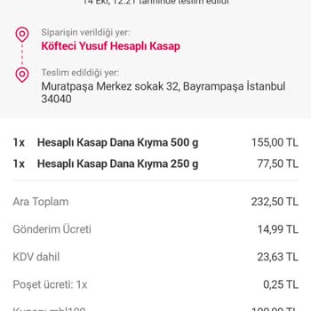 Yemeksepeti Siparişinde Bozuk Kıyma