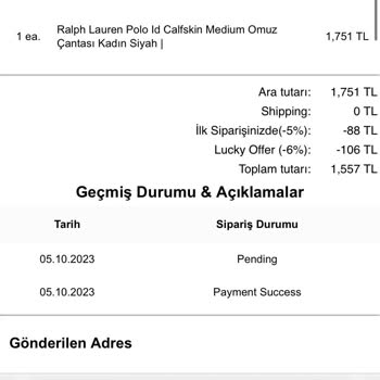 Ralphlaurensturkey.com Çanta Alışverişiyle İlgili Yaşadığım Sorun