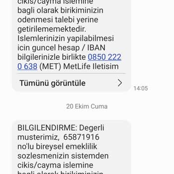 Metlife Emeklilik ve Hayat Paramı Geri Vermiyorlar.