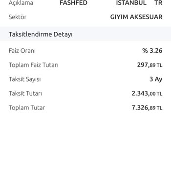 FashFed Kredi Kartı Bilgim Ve Yetkim Dışında 7000 Küsur Paramı Alma