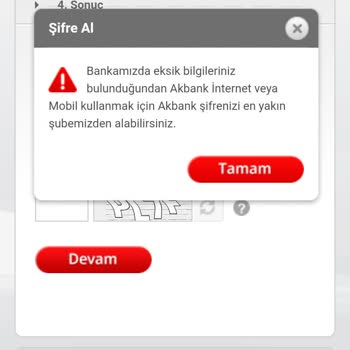 Akbank Mobil Bilgilerde Eksiklik