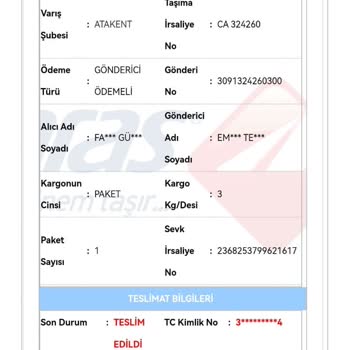 Aras Kargo'dan Teslim Edilmesi Gereken Kargom Kayıp