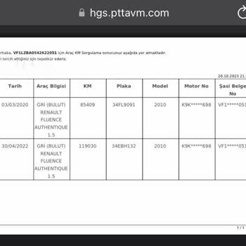Tüvtürk Muayene Kayıtları Araç Km Kayıtları