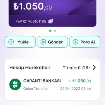 PeP Paramı Çekmek İsteğimde İşleminiz Güvenlik Kontrolüne Takılmıştır U