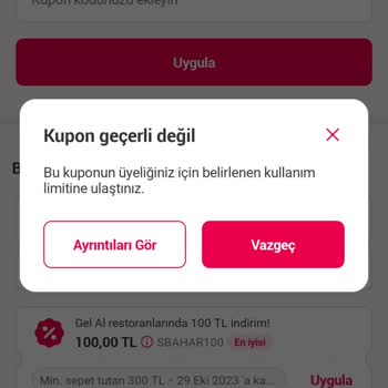 Yemek Sepeti Kupon Sorunu