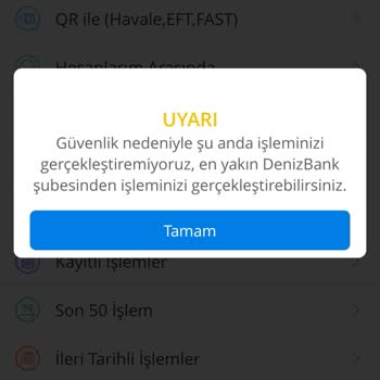 Denizbank Güvenlik Sebebi İle Para Transferi Yapamıyorum