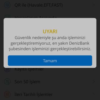 Denizbank Güvenlik Sebebi İle Para Transferi Yapamıyorum